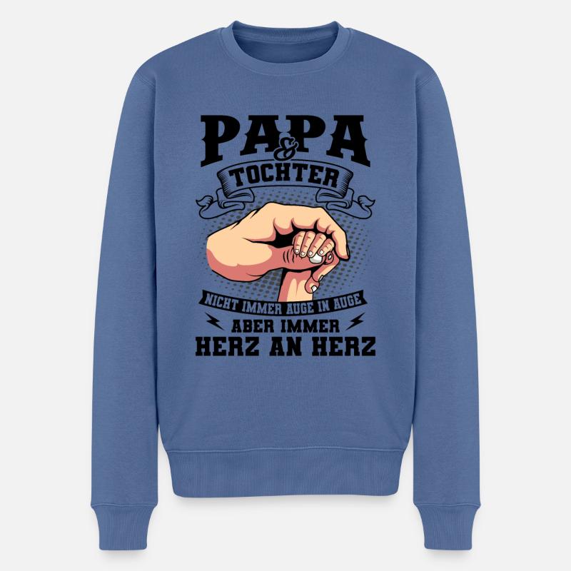 Papa und Tochter Vatertag Geschenk Vater Töchter - Männer Premium Bio Pullover - Taubenblau