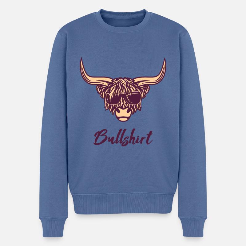 Hochlandrind - Männer Premium Bio Pullover - Taubenblau