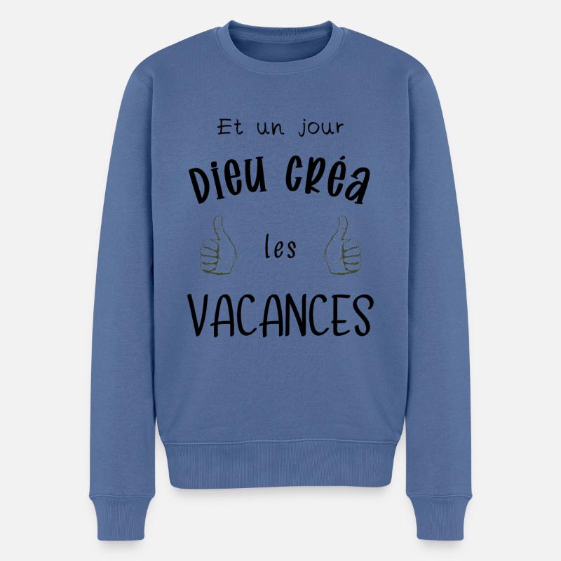 Vacances humour - Pull Premium bio Homme - bleu pigeon