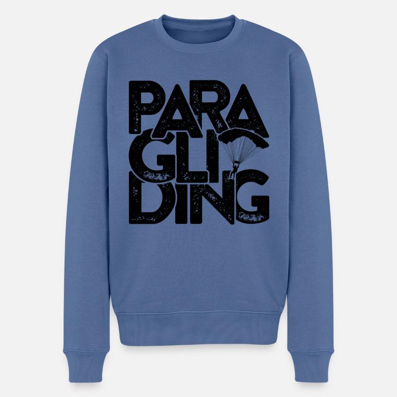 Retro Graphic Paragliding Paraglider Parachute Sky - Männer Premium Bio Pullover - Taubenblau
