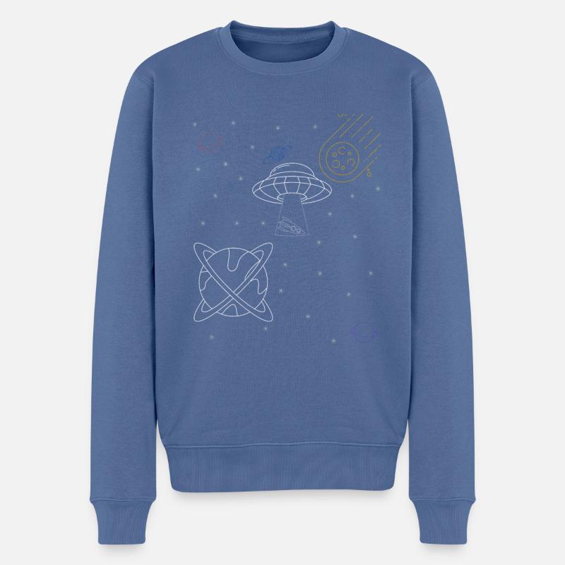 Ufo im All - Männer Premium Bio Pullover - Taubenblau