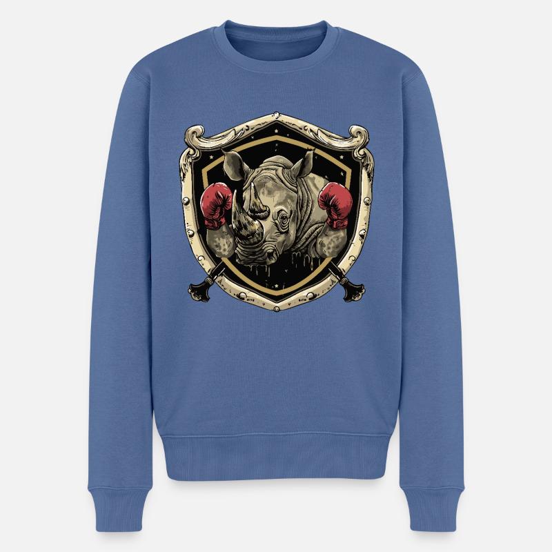 Nashorn Boxer MMA - Männer Premium Bio Pullover - Taubenblau
