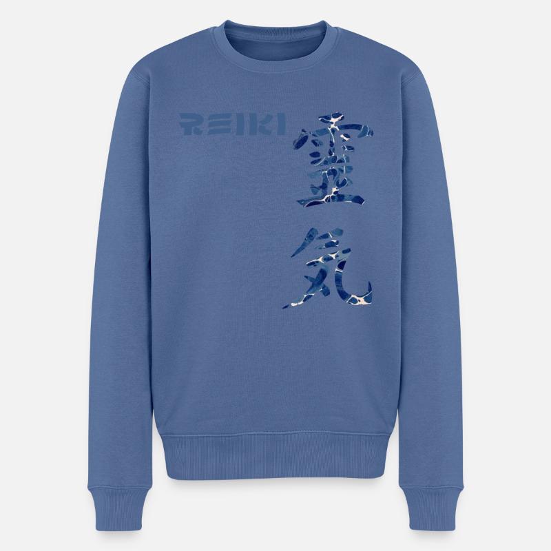 reiki japanisch e 12 - Männer Premium Bio Pullover - Taubenblau
