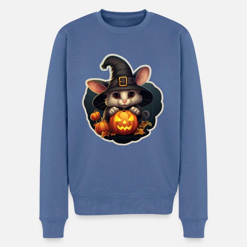 Halloween Maus - Männer Premium Bio Pullover - Taubenblau