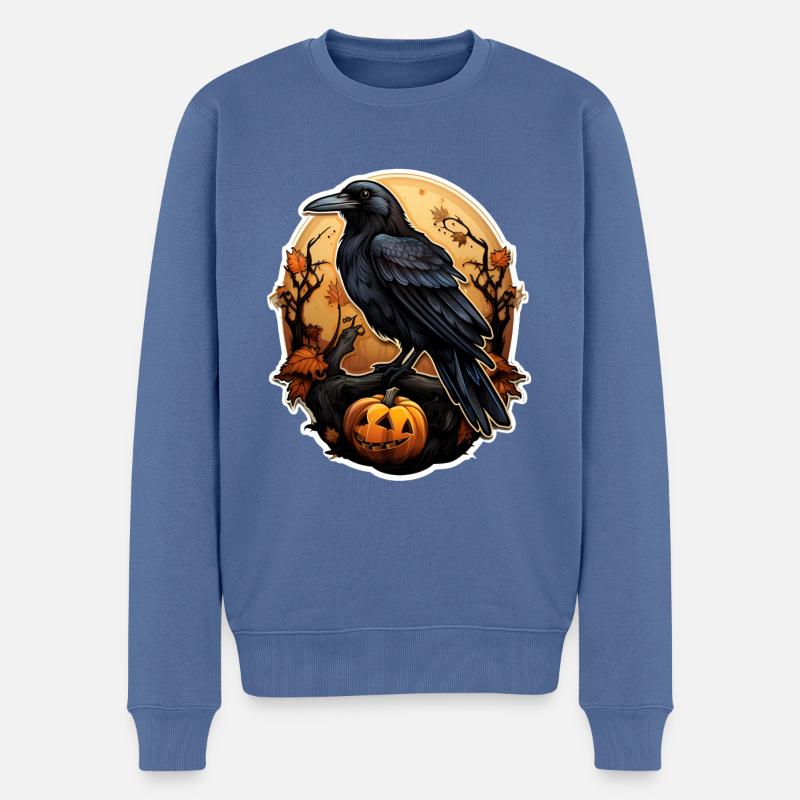 Halloween Rabe 2 - Männer Premium Bio Pullover - Taubenblau