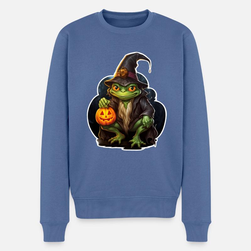 Grenouille d’Halloween - Pull Premium bio Homme - bleu pigeon