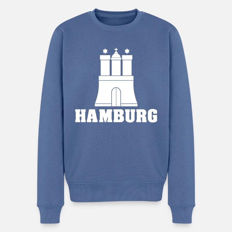 Hamburg - Männer Premium Bio Pullover - Taubenblau