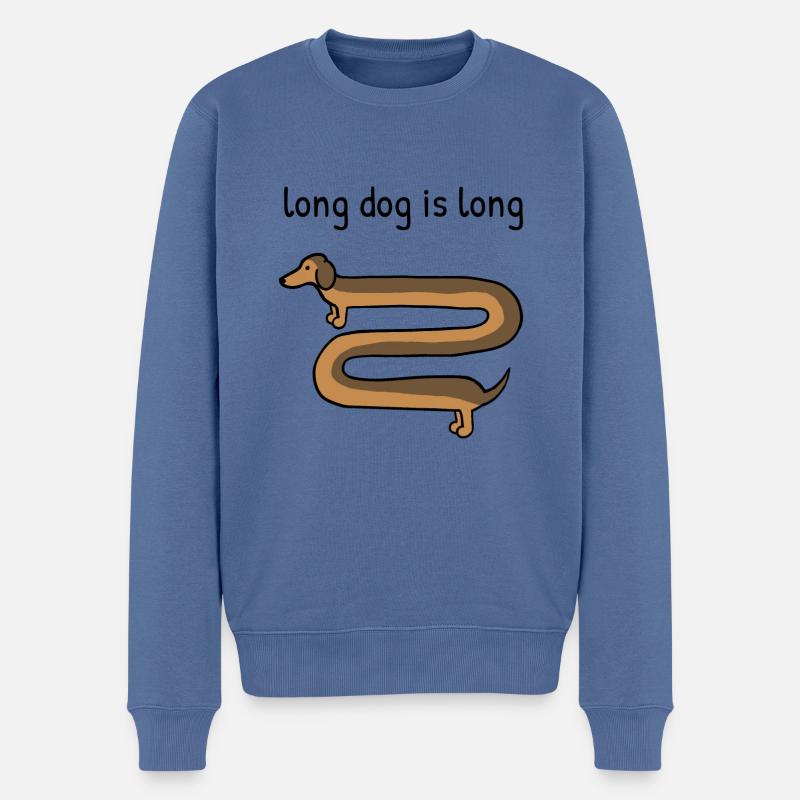 Un chien long est long - Pull Premium bio Homme - bleu pigeon