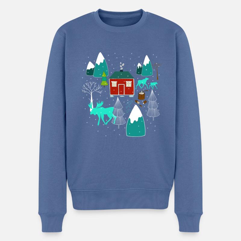 Weihnachten Elch I Geschenk Winterstimmung - Männer Premium Bio Pullover - Taubenblau
