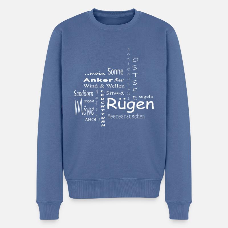 Rügen Ostsee Anker Möwe Ahoi! Sonne ...moin - Männer Premium Bio Pullover - Taubenblau