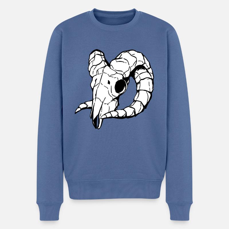 Schädel - Schafschädel - Männer Premium Bio Pullover - Taubenblau