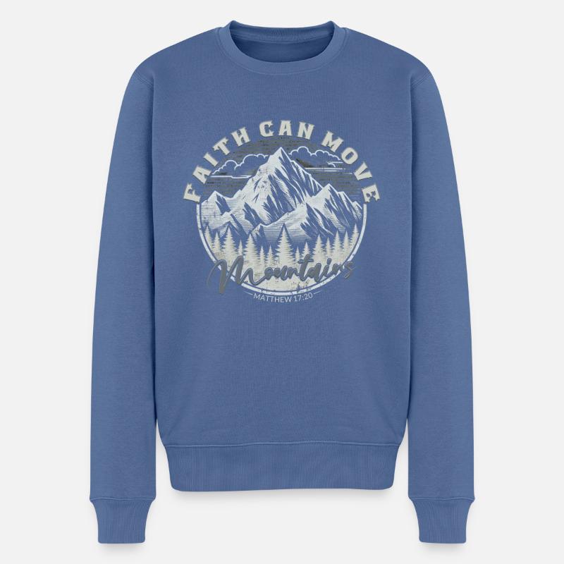 Faith can move Mountains, christliches Geschenk. - Männer Premium Bio Pullover - Taubenblau