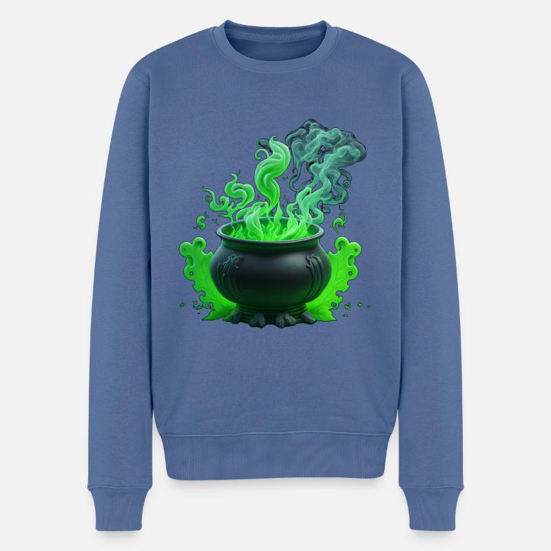 Chaudron de sorcière Halloween - Pull Premium bio Homme - bleu pigeon