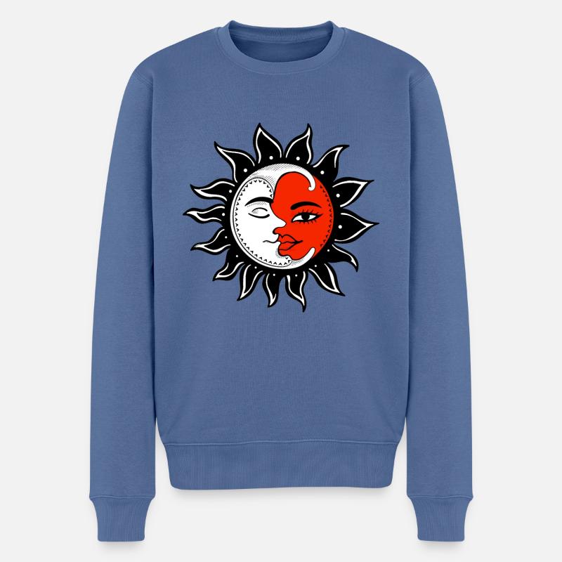 Mond Sonne - Männer Premium Bio Pullover - Taubenblau