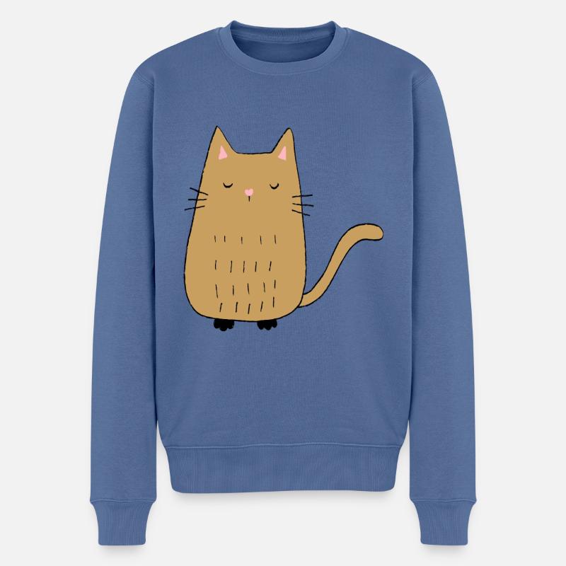 Chat - Pull Premium bio Homme - bleu pigeon