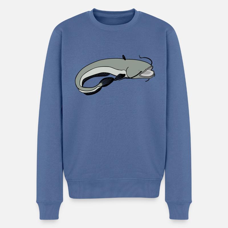 Wels - Männer Premium Bio Pullover - Taubenblau