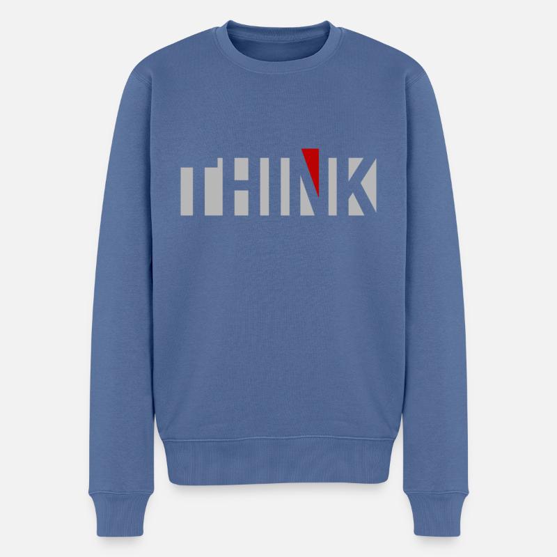 THINK - Männer Premium Bio Pullover - Taubenblau