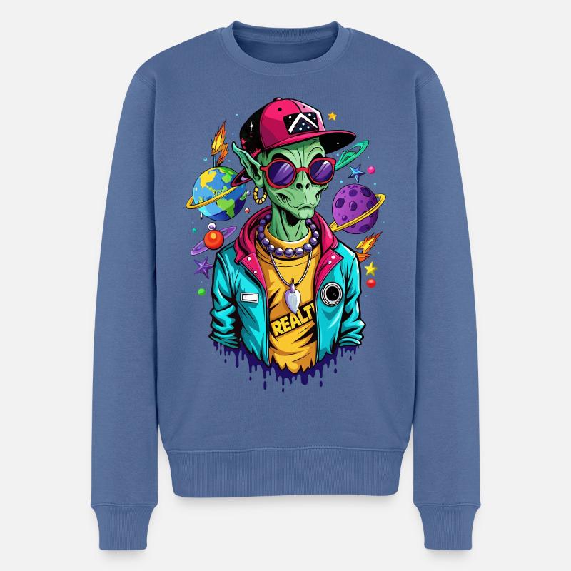 Galaxy Street Alien - Männer Premium Bio Pullover - Taubenblau