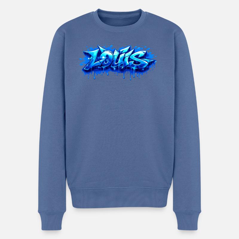 Graffiti LOUIS Name Geschenk Ideal Druckbar - Männer Premium Bio Pullover - Taubenblau