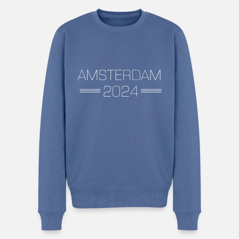 Amsterdam 2024 - Pull Premium bio Homme - bleu pigeon