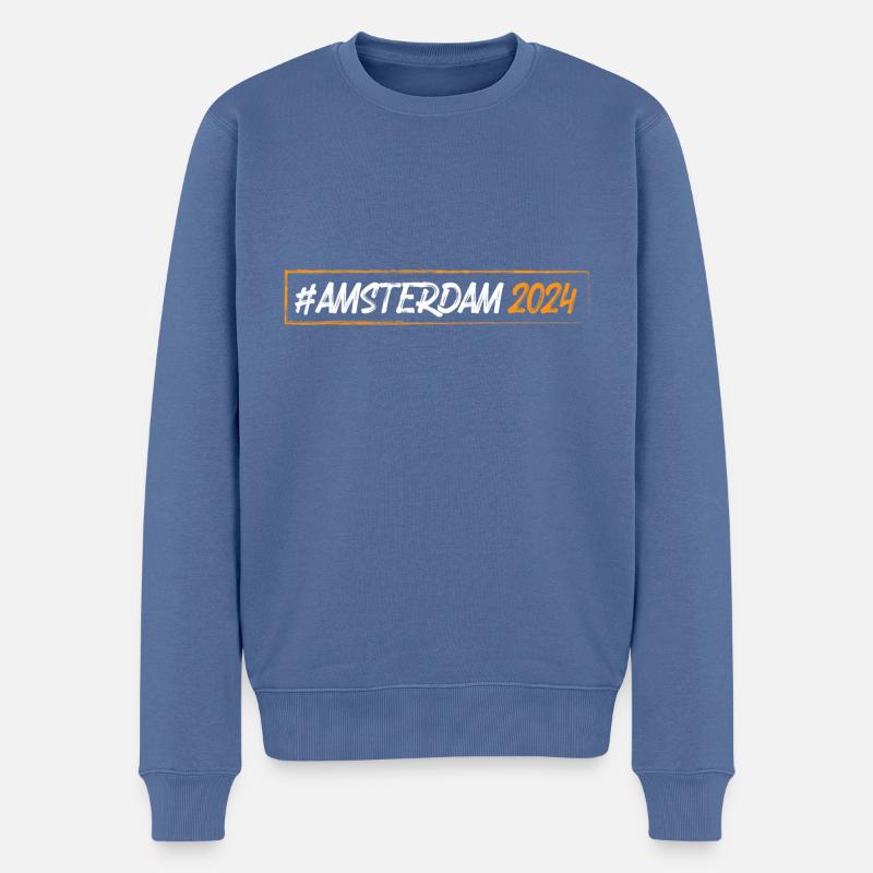 Amsterdam 2024 - Männer Premium Bio Pullover - Taubenblau