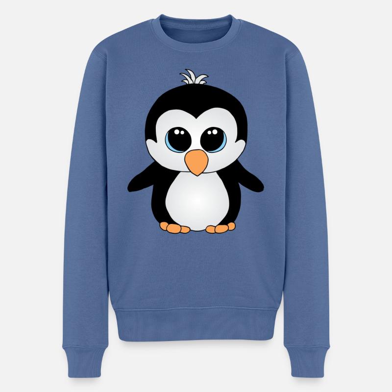 Süßer kleiner Pinguin - Männer Premium Bio Pullover - Taubenblau