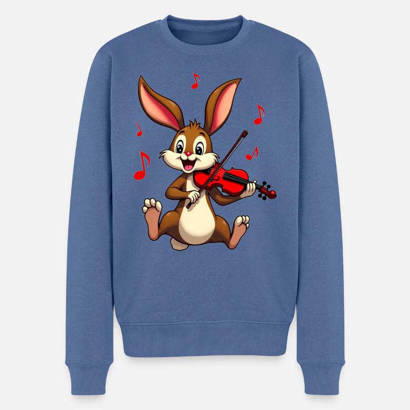 Niedlicher Geiger Hase - Männer Premium Bio Pullover - Taubenblau