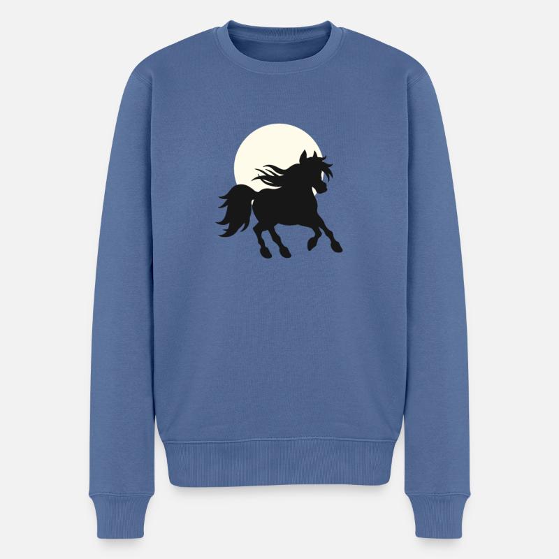 Pferd im Sonnenuntergang - Galopp - Pferdefans - Männer Premium Bio Pullover - Taubenblau