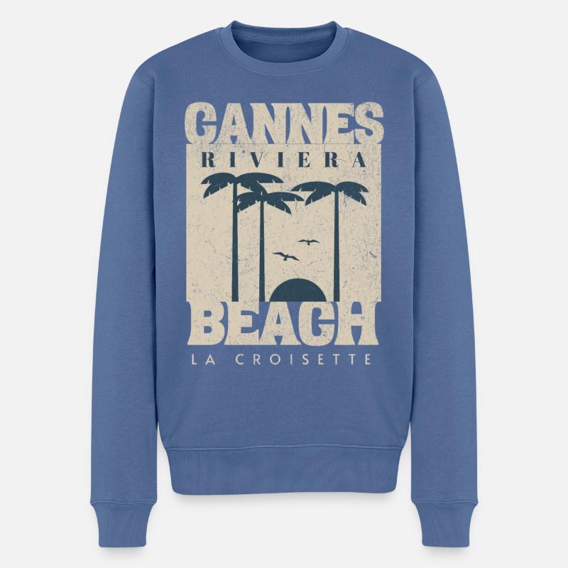 Cannes Beach la riviera - Pull Premium bio Homme - bleu pigeon