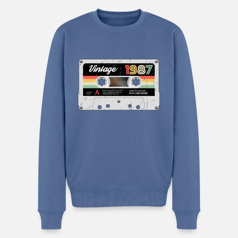 Vintage Kassette 1987 Retro Classic Geburtstag - Männer Premium Bio Pullover - Taubenblau