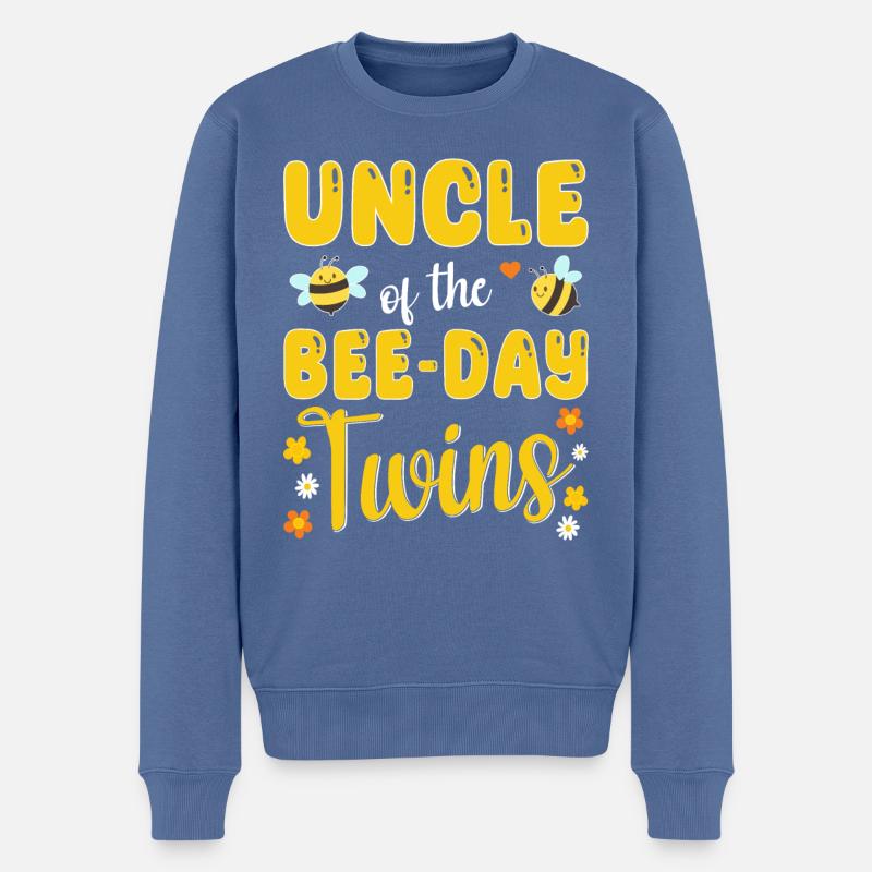 Onkel der Bee Day Zwillinge - Männer Premium Bio Pullover - Taubenblau