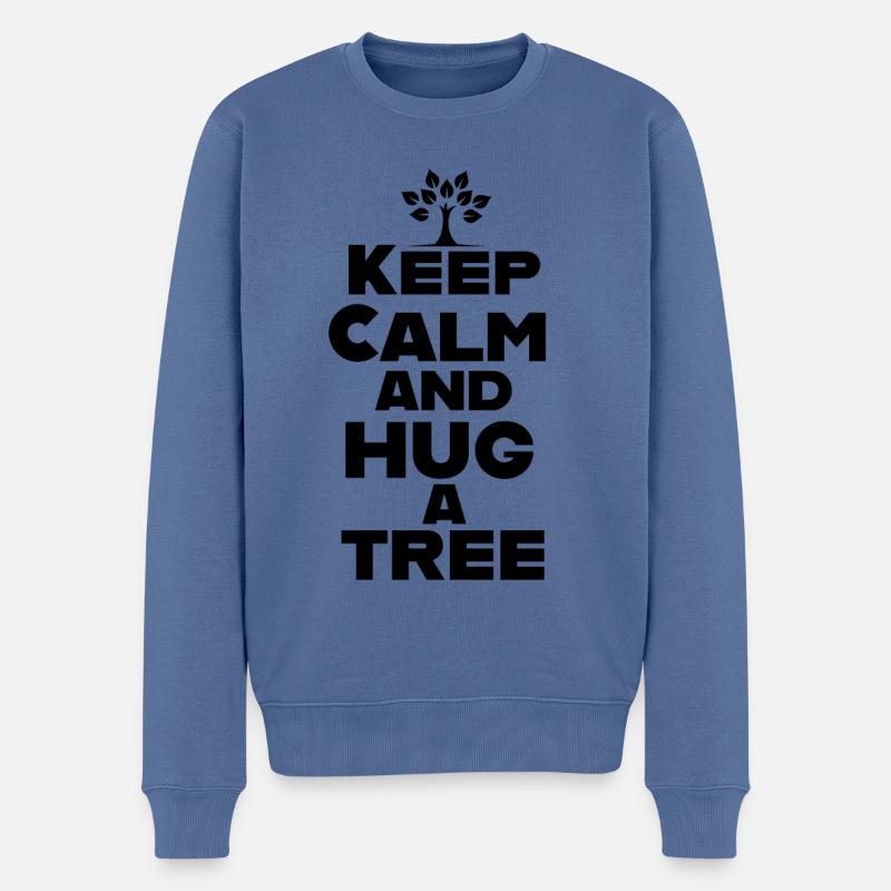 Ruhig bleiben Bäume umarmen Umweltschützer Umwelt - Männer Premium Bio Pullover - Taubenblau