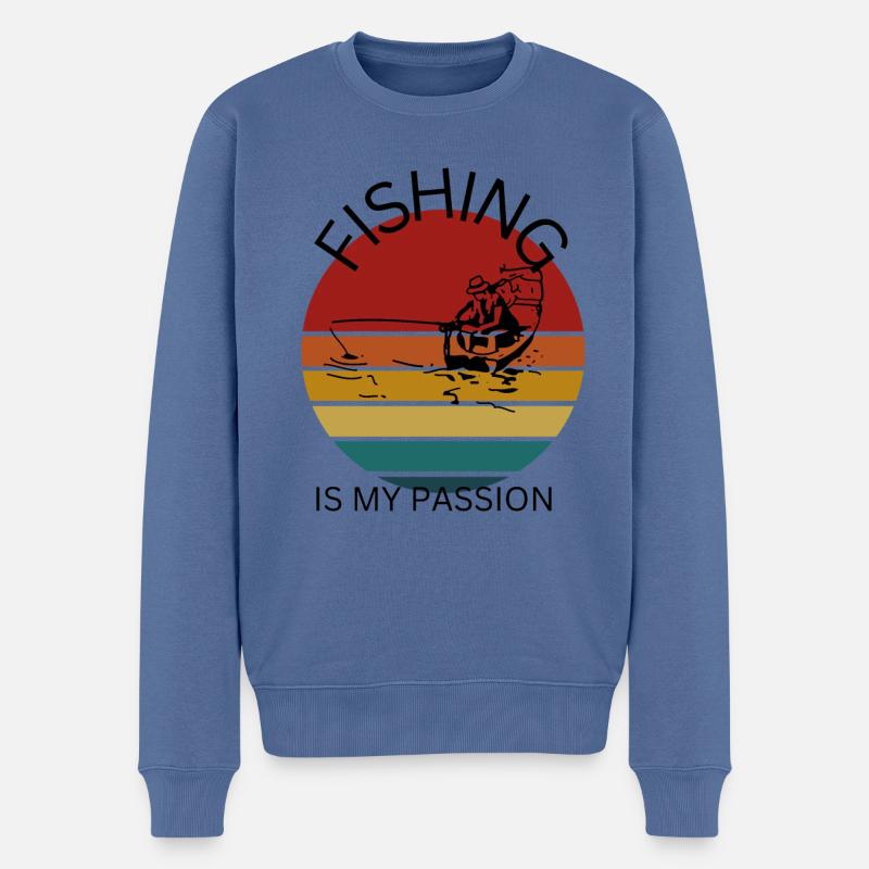 La pêche est ma passion - Pull Premium bio Homme - bleu pigeon