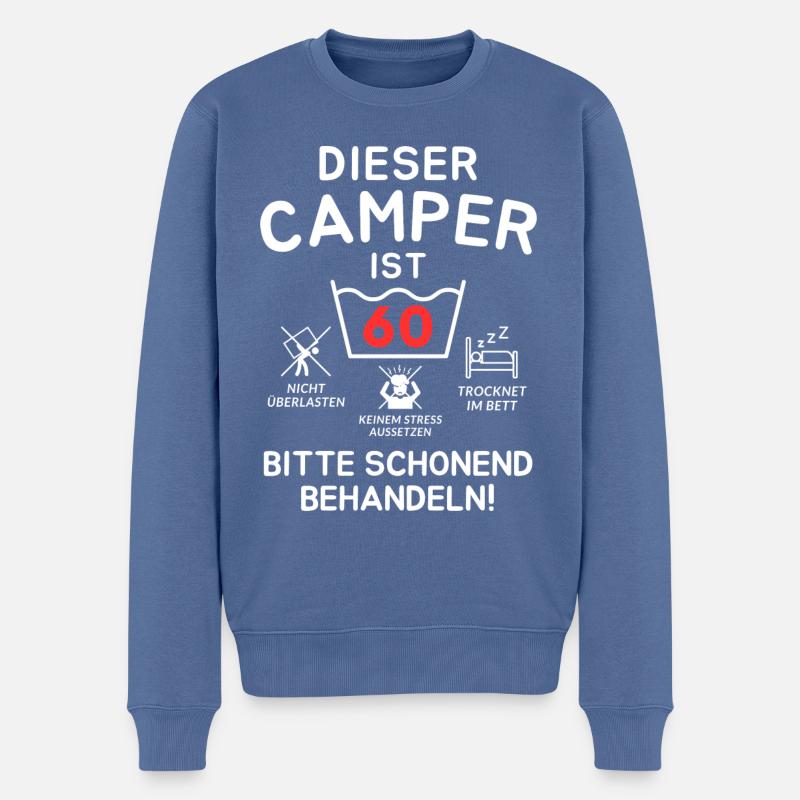 Dieser Camper ist 60. Schonend behandeln - Männer Premium Bio Pullover - Taubenblau