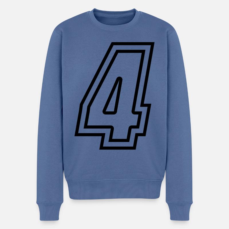4 Zahl nummer - Männer Premium Bio Pullover - Taubenblau