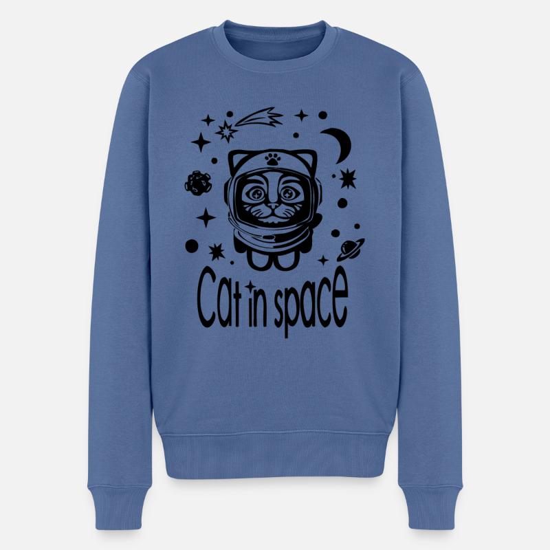 Cat in Space - Männer Premium Bio Pullover - Taubenblau