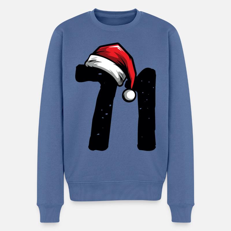 71 Numéro Noël - Pull Premium bio Homme - bleu pigeon