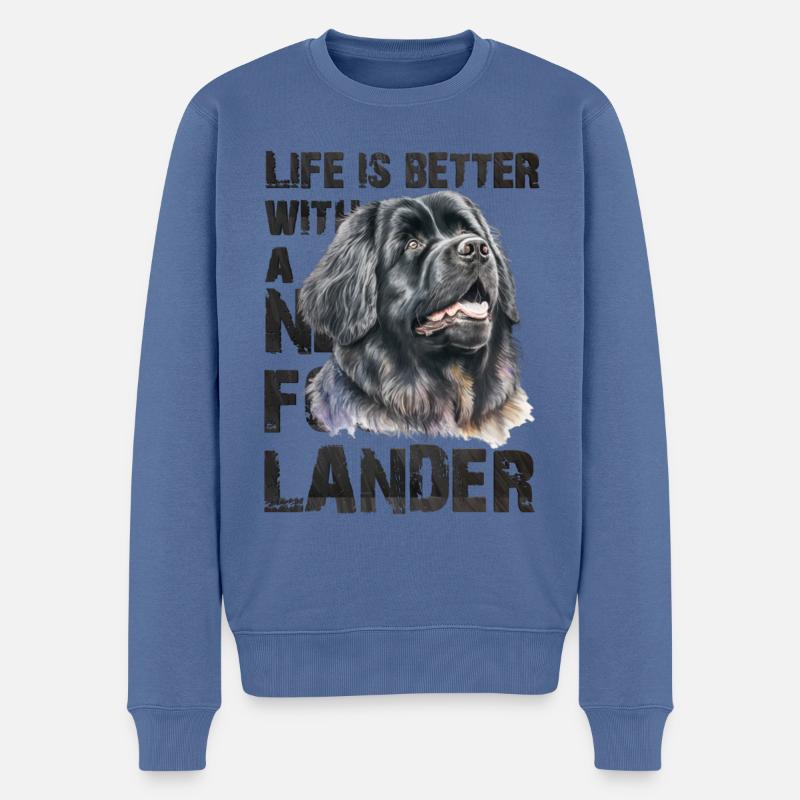 Neufundländer - Männer Premium Bio Pullover - Taubenblau