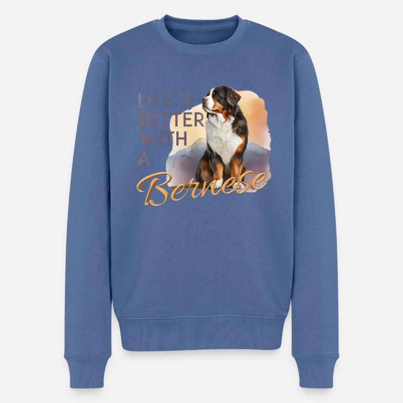 Berner Sennenhund - Männer Premium Bio Pullover - Taubenblau
