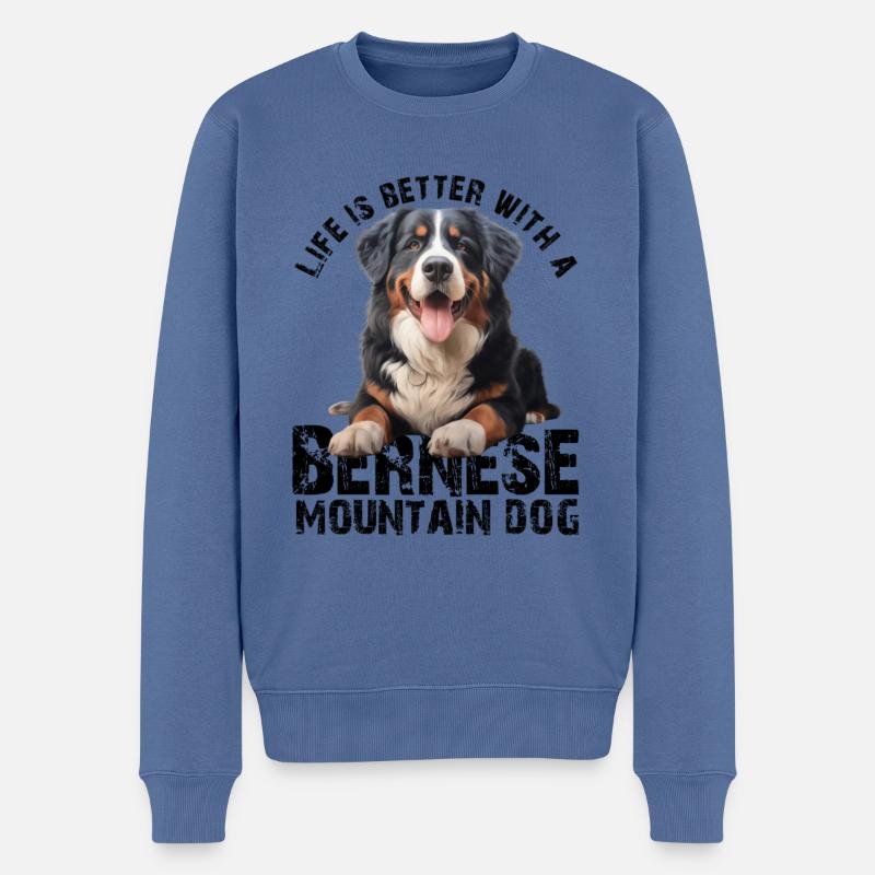 Berner Sennenhund - Männer Premium Bio Pullover - Taubenblau
