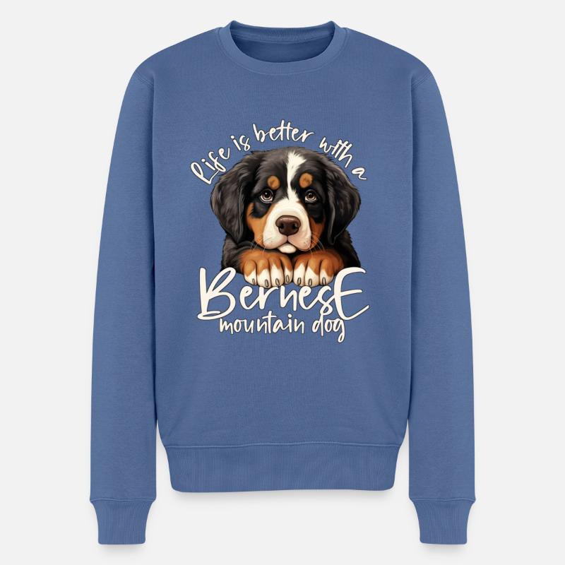 Berner Sennenhund - Männer Premium Bio Pullover - Taubenblau
