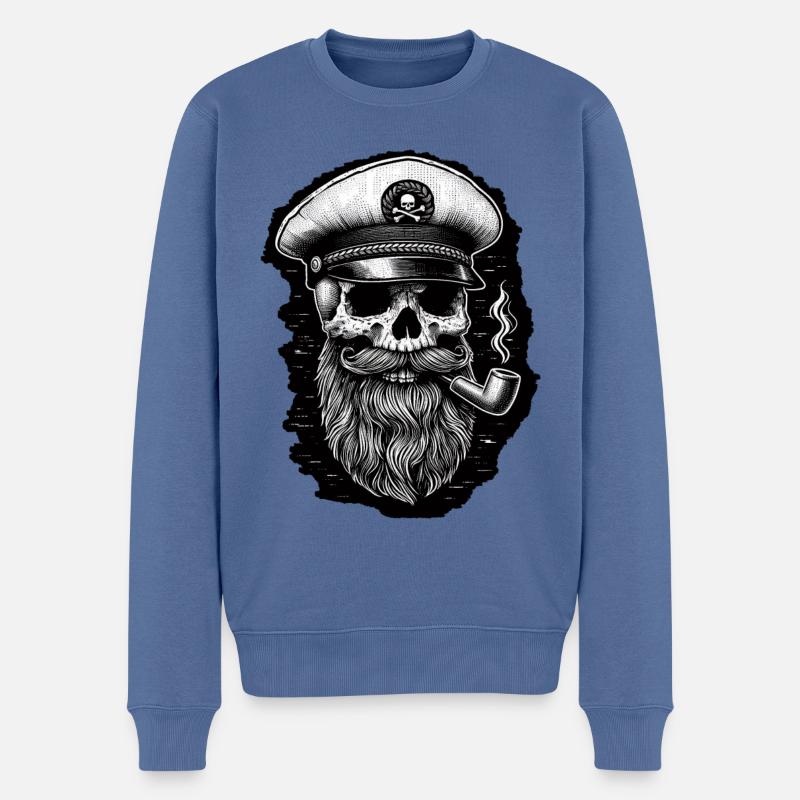 Captain II - Männer Premium Bio Pullover - Taubenblau