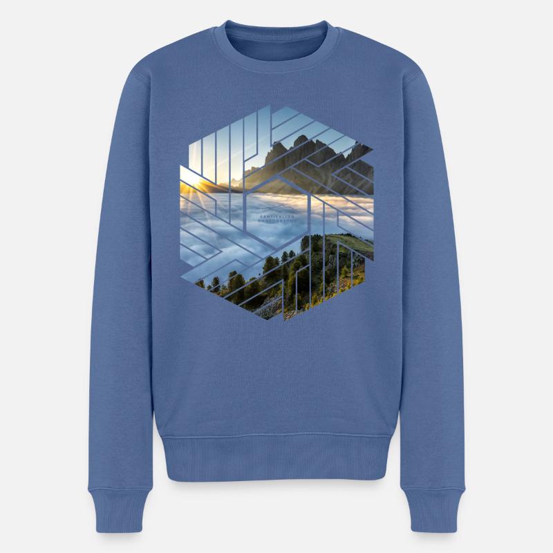 Dolomiten Berglandschaft Grafikdesign - Männer Premium Bio Pullover - Taubenblau
