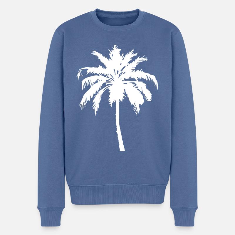 Palme Silhouette Symbol - Männer Premium Bio Pullover - Taubenblau