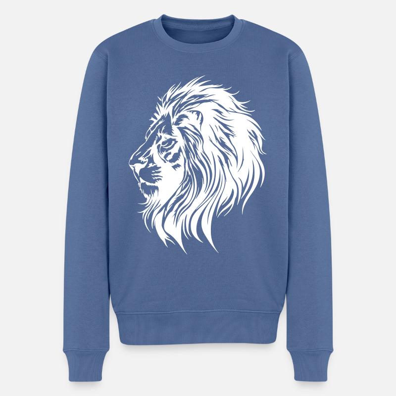 Löwenkopf Symbol Löwe - Männer Premium Bio Pullover - Taubenblau