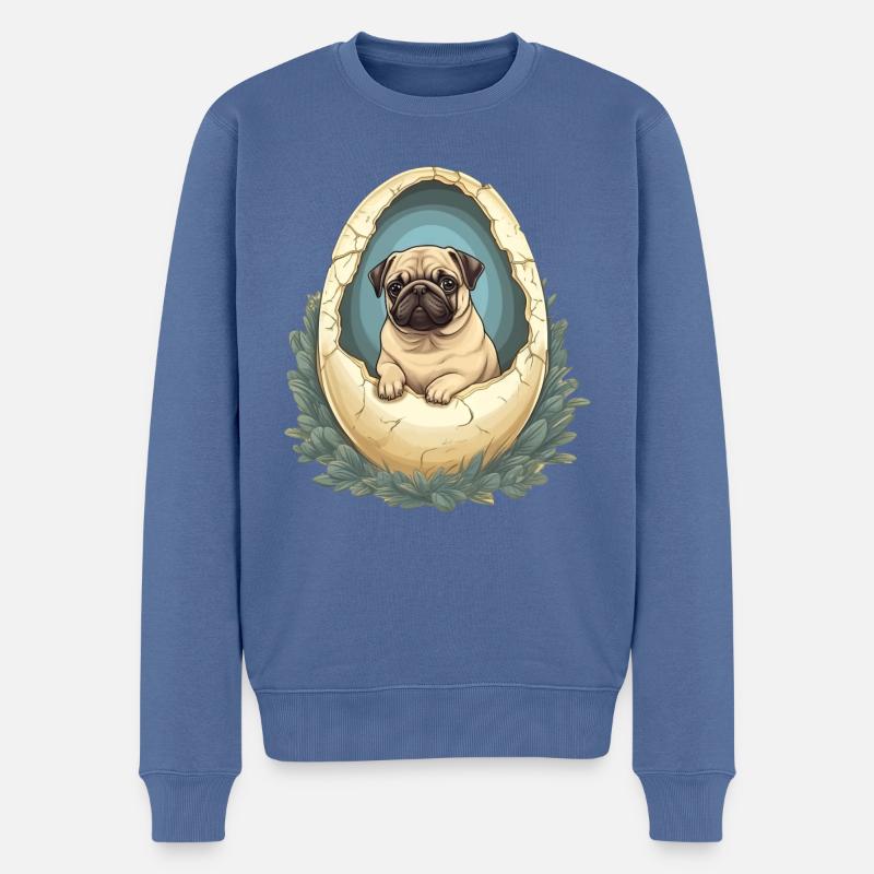 Carlin Hatches de Eggshell - Mignon - Pull Premium bio Homme - bleu pigeon