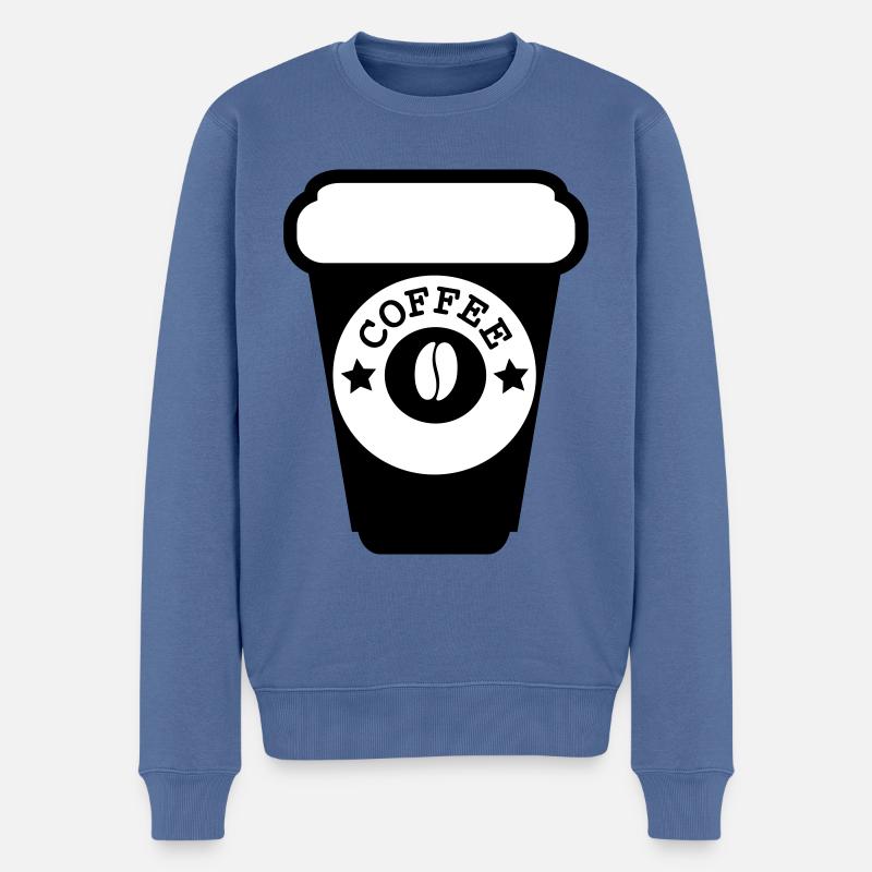 Kaffee - Männer Premium Bio Pullover - Taubenblau