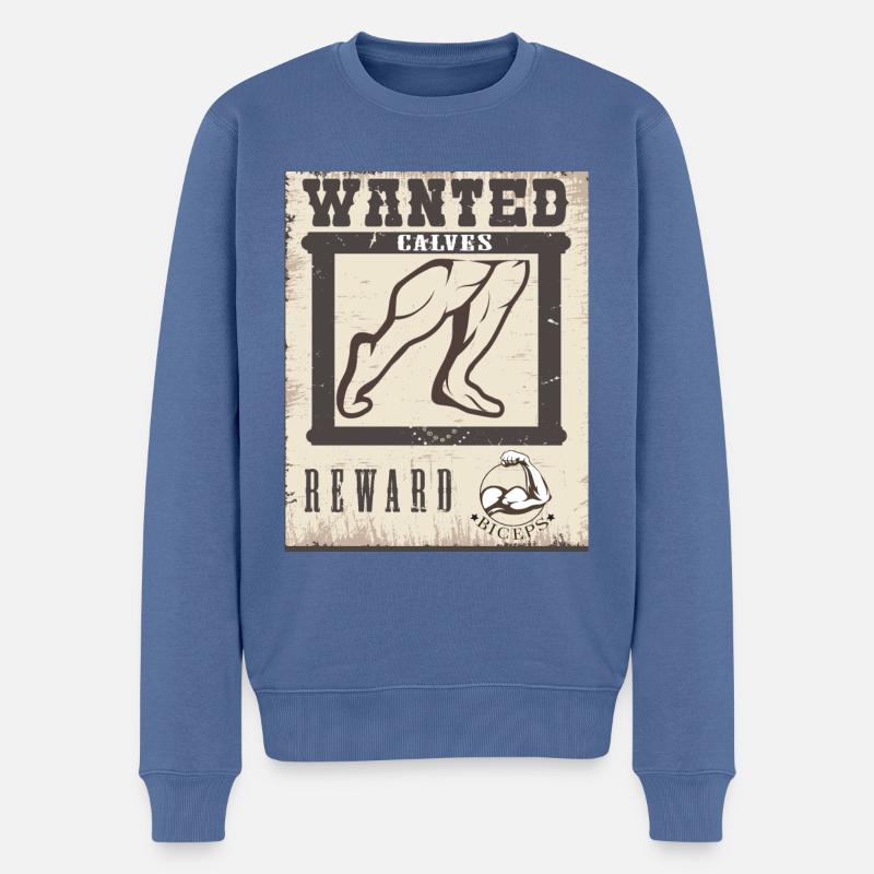 Wanted Calves - Männer Premium Bio Pullover - Taubenblau