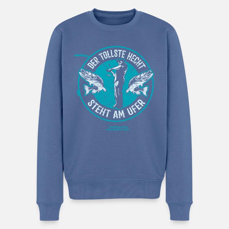 Angeln Spruch Der tollste Hecht - Männer Premium Bio Pullover - Taubenblau