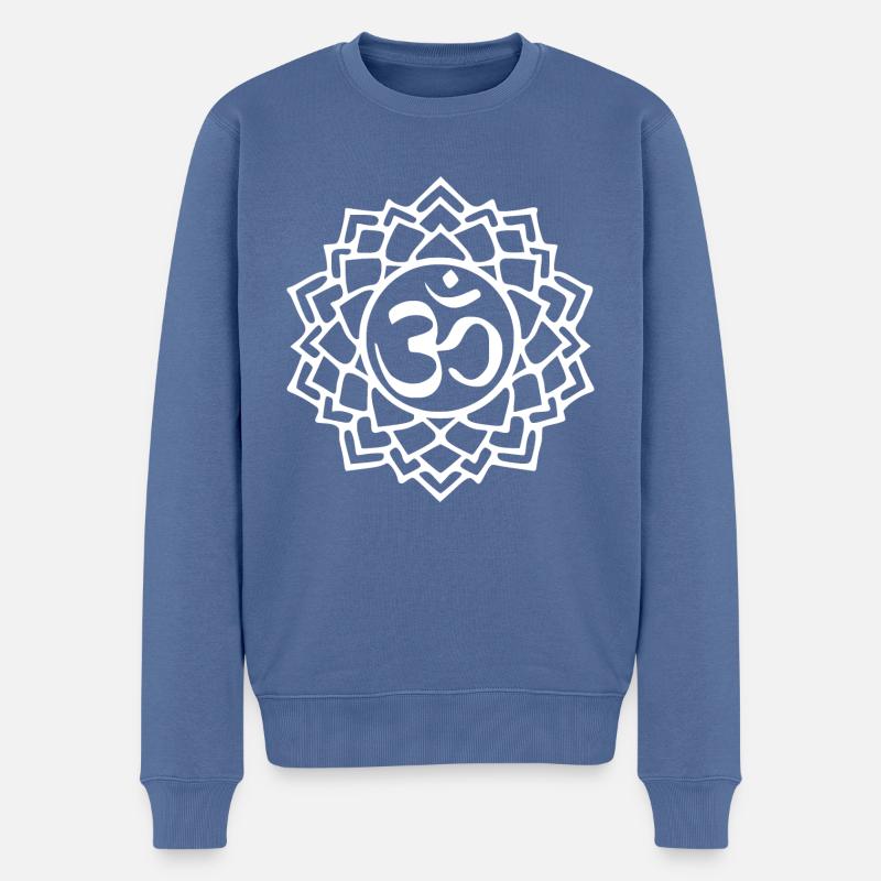 Kronenchakra - Männer Premium Bio Pullover - Taubenblau